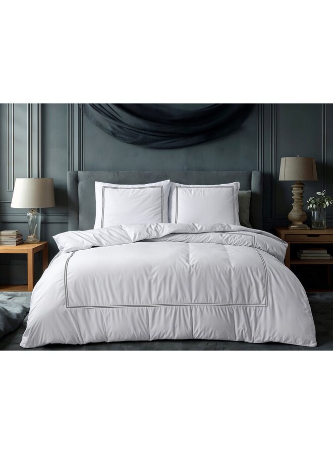 Primaviera Deluxe Dekbedovertrek Brata Wit/Grijs - Percale Katoen