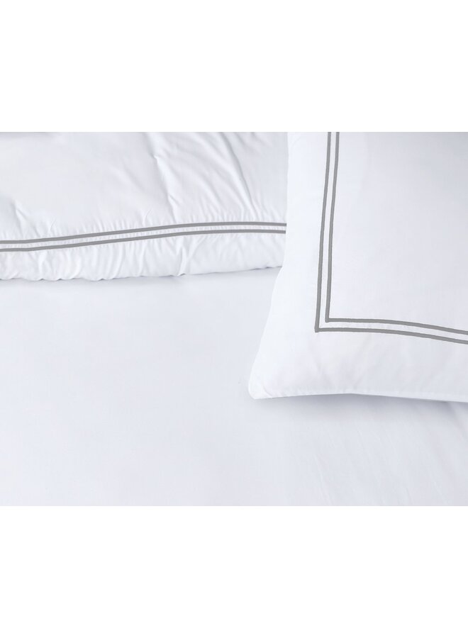 Primaviera Deluxe Dekbedovertrek Brata Wit/Grijs - Percale Katoen