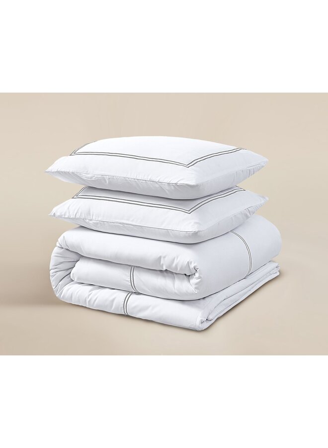Primaviera Deluxe Dekbedovertrek Brata Wit/Grijs - Percale Katoen