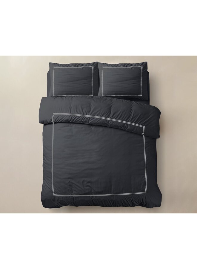 Dekbedovertrek Brata Zwart/Grijs - Percale Katoen