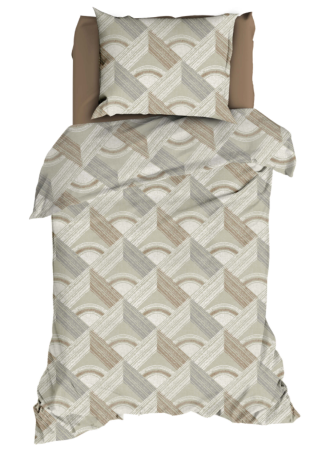 Romanette Dekbedovertrek Pantheon Beige/Grijs - Katoen
