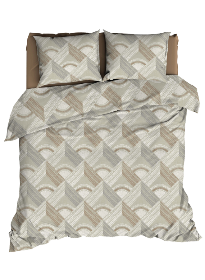 Romanette Dekbedovertrek Pantheon Beige/Grijs - Katoen
