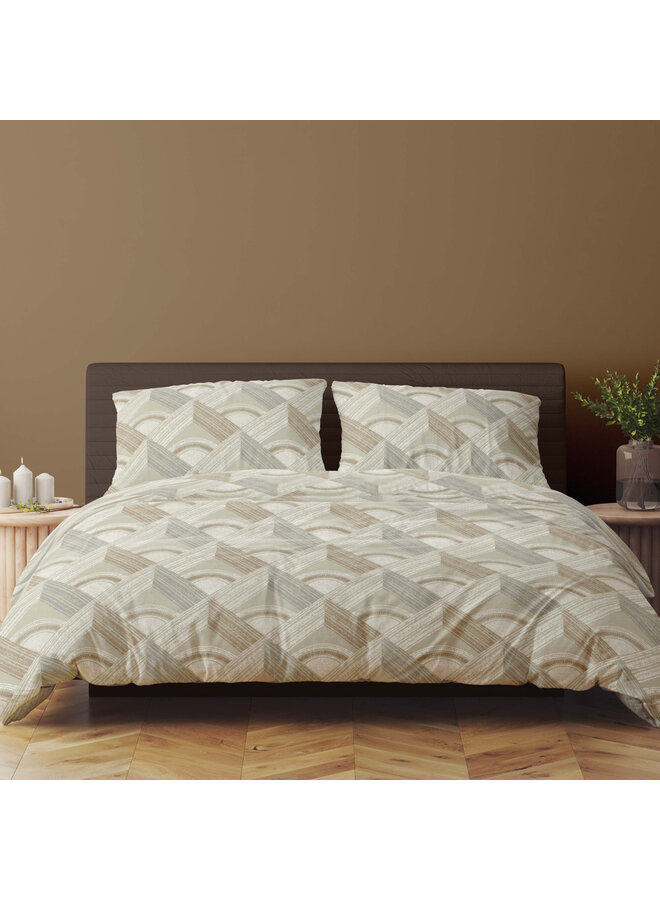 Romanette Dekbedovertrek Pantheon Beige/Grijs - Katoen