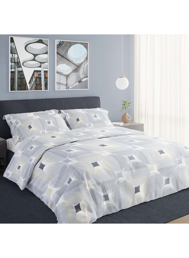 Romanette Dekbedovertrek Kwadro Zilver - Katoen