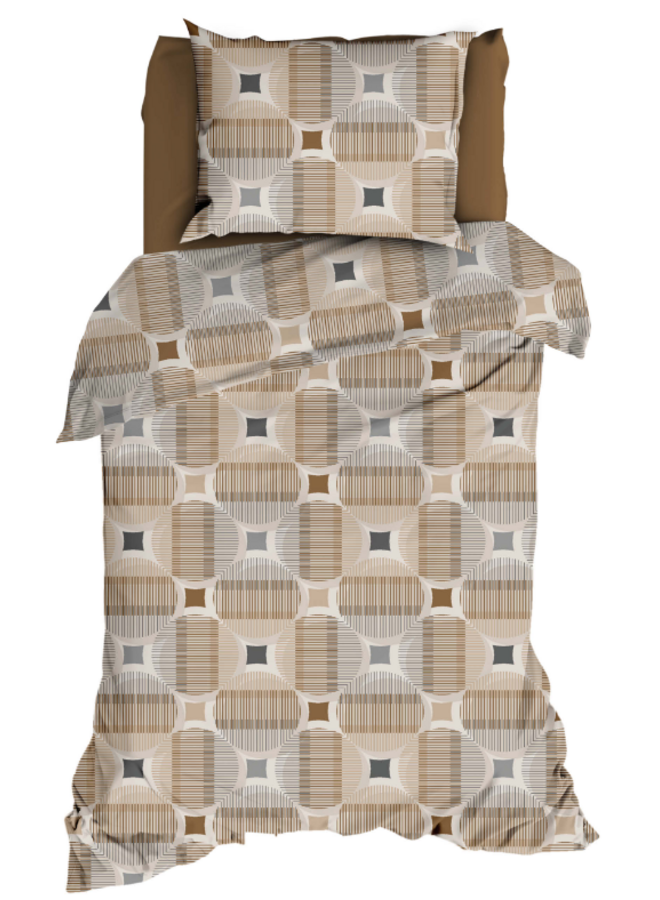 Romanette Dekbedovertrek Kwadro Beige - Katoen