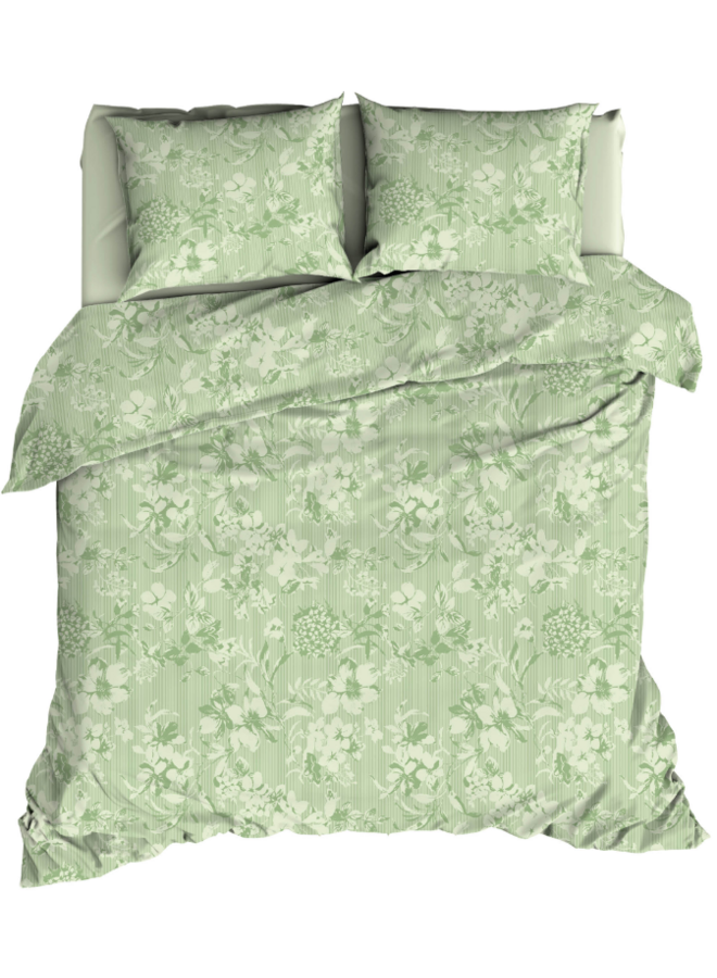 Romanette Dekbedovertrek Victorine Groen - Katoen