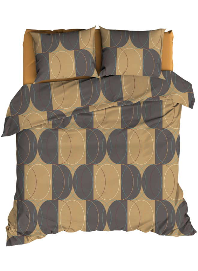 Dekbedovertrek Swing Camel/Grijs - Katoen