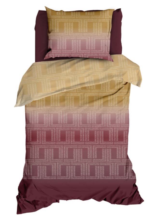 Romanette Dekbedovertrek Albenga Bordo/Goud - Katoensatijn