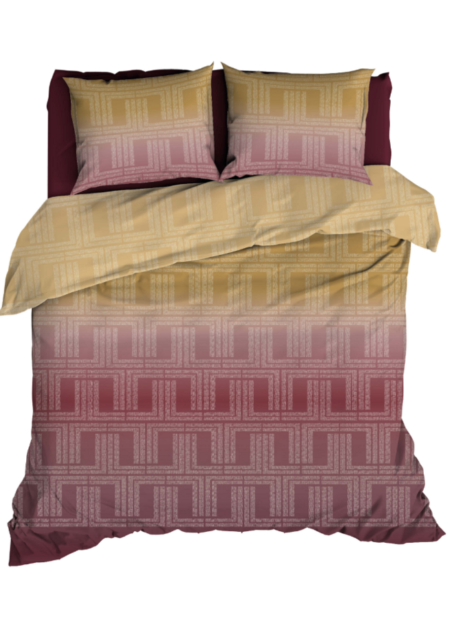 Dekbedovertrek Albenga Bordo/Goud - Katoensatijn