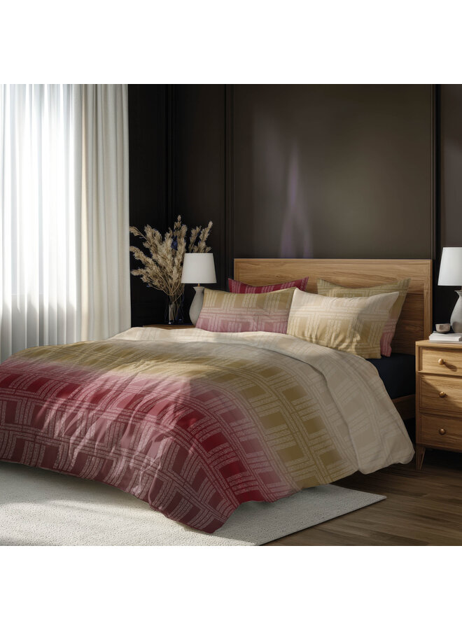 Romanette Dekbedovertrek Albenga Bordo/Goud - Katoensatijn