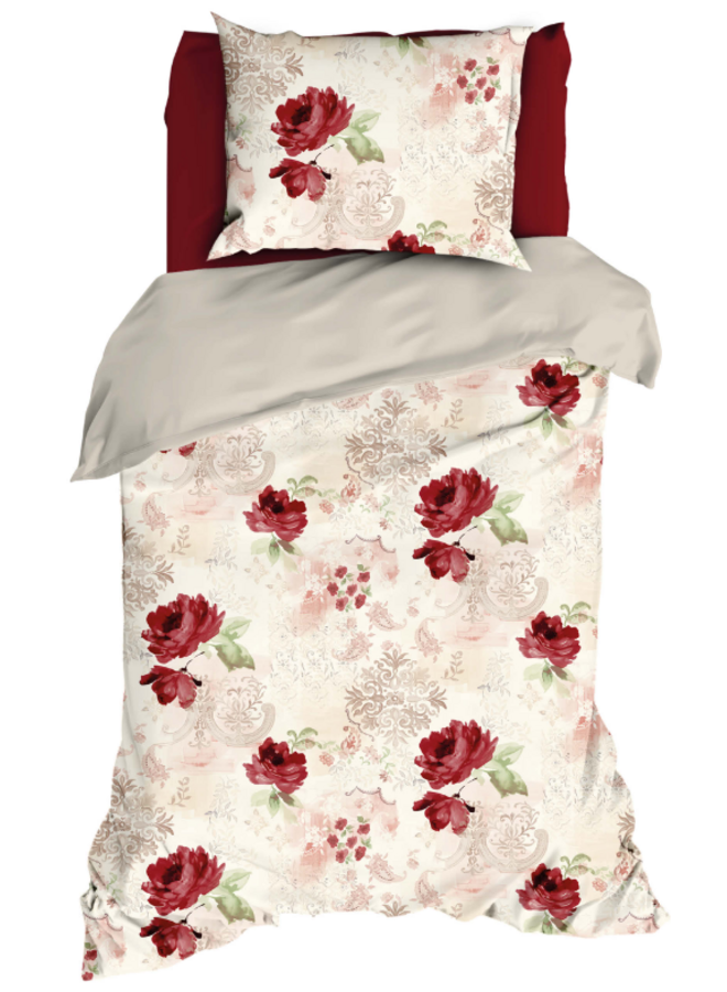 Romanette Dekbedovertrek Grace Rood - Katoensatijn