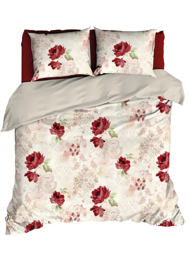 Romanette Dekbedovertrek Grace Rood - Katoensatijn