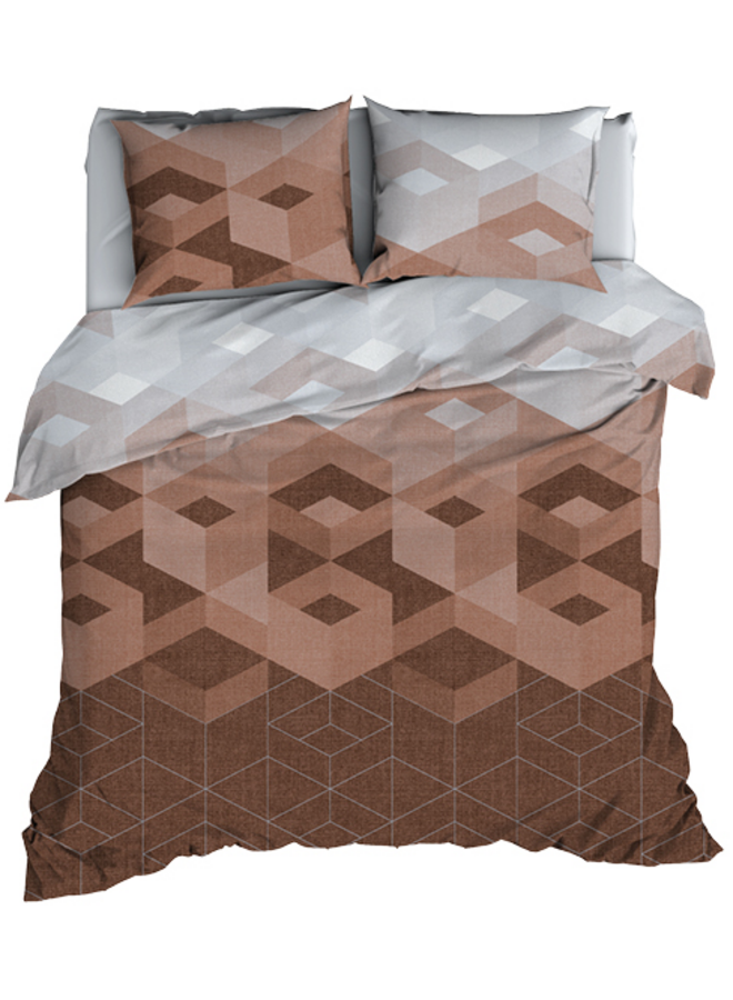 Romanette Dekbedovertrek Kiton Grijs/Mokka - Katoensatijn