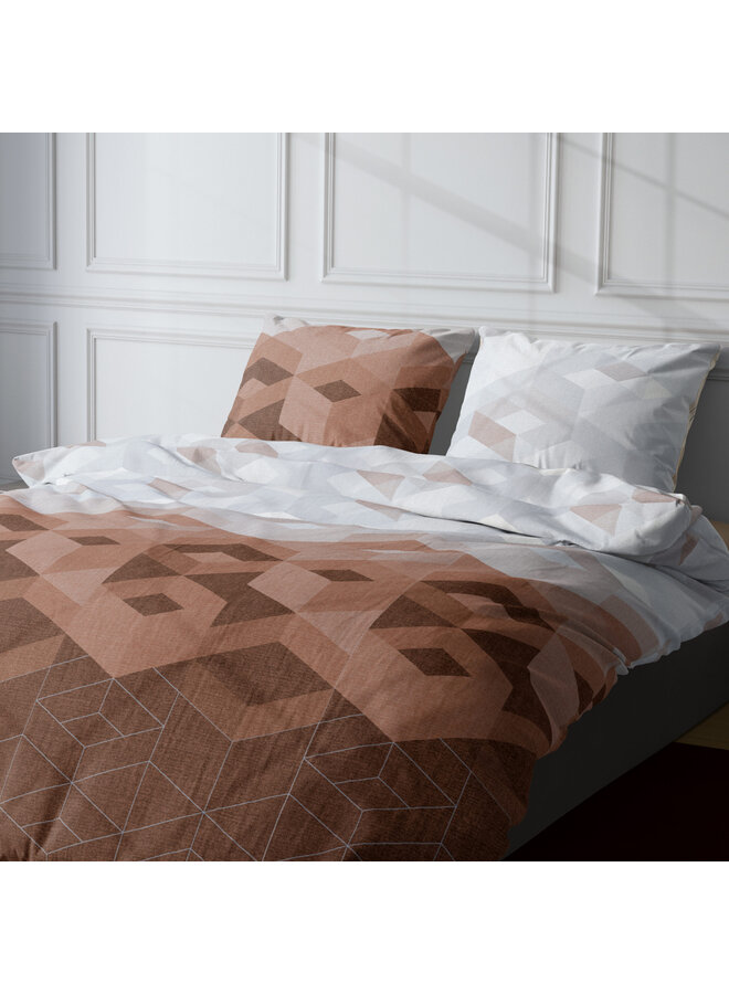 Romanette Dekbedovertrek Kiton Grijs/Mokka - Katoensatijn