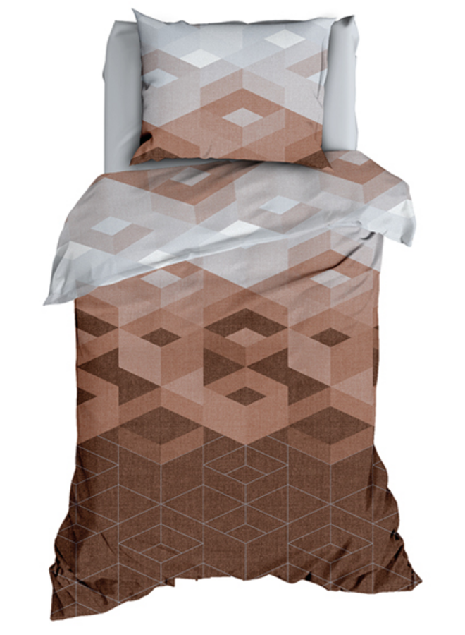 Romanette Dekbedovertrek Kiton Grijs/Mokka - Katoensatijn