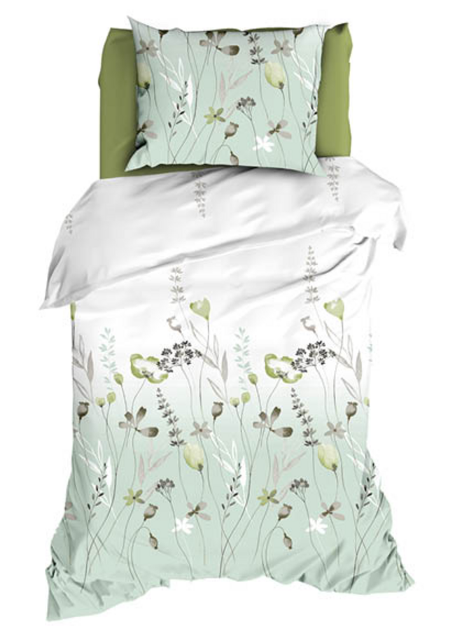 Romanette Dekbedovertrek Zizi Dustygreen - Katoensatijn