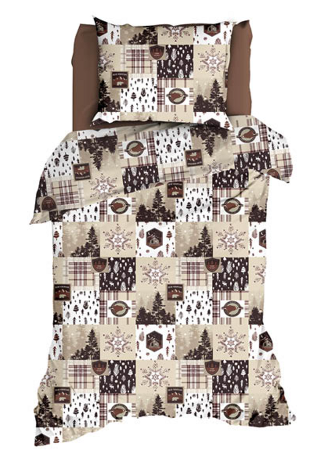 Romanette Dekbedovertrek Andes Bruin - Flanel
