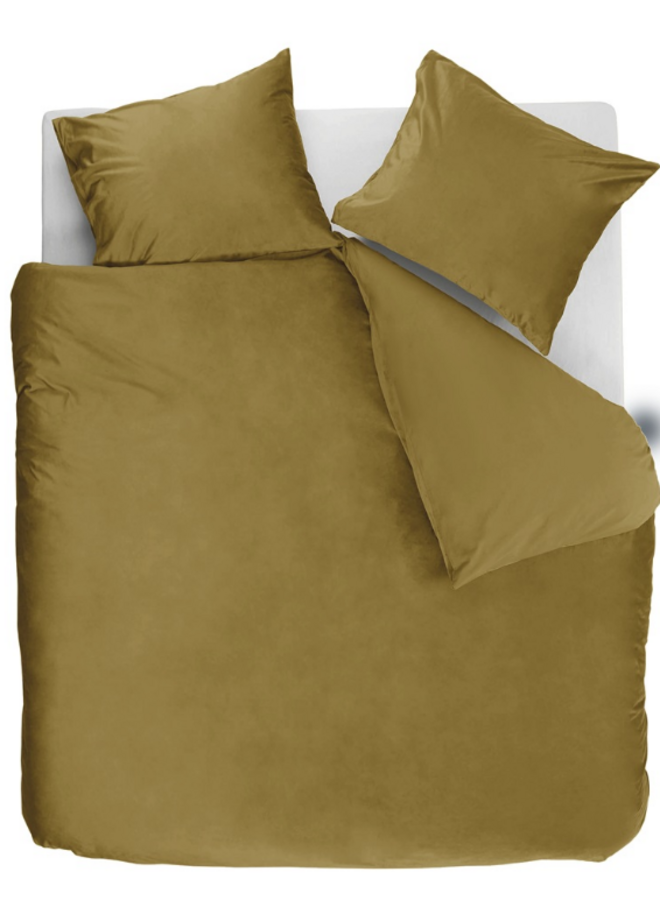 Dekbedovertrek Uni Okergeel - Velvet PL1