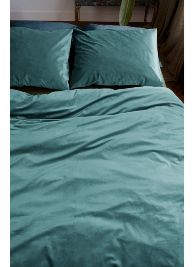 At Home Dekbedovertrek Tender Blauwgroen - Velvet