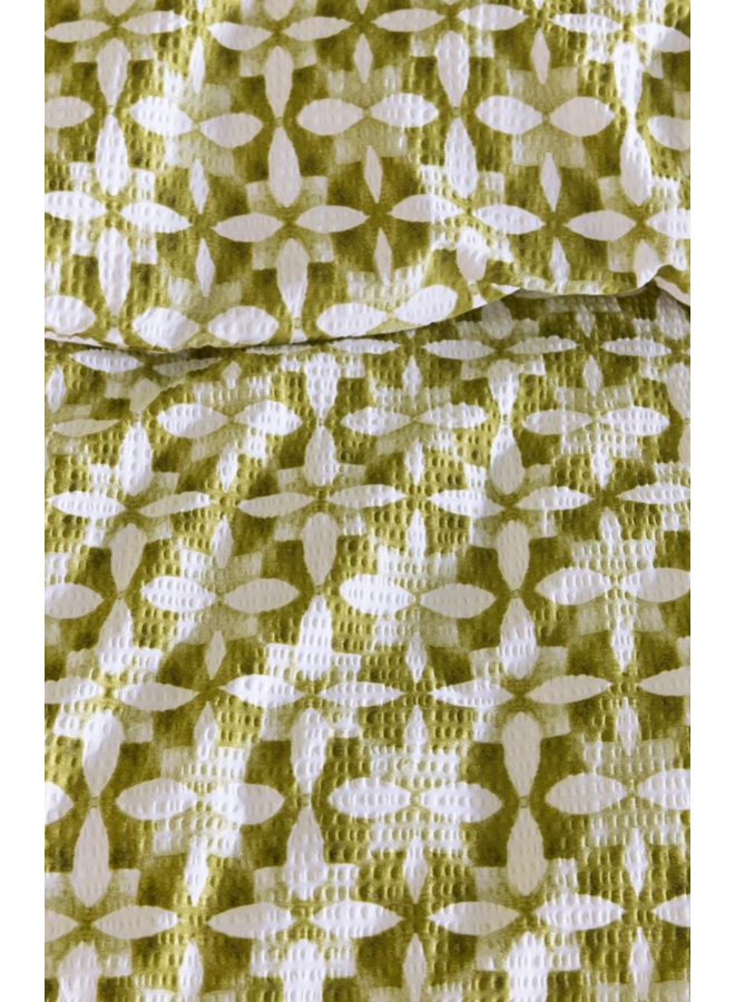 Beddinghouse Dekbedovertrek Mae Groen - Seersucker katoen