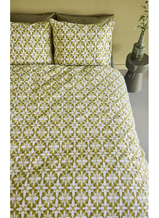 Beddinghouse Dekbedovertrek Mae Groen - Seersucker katoen