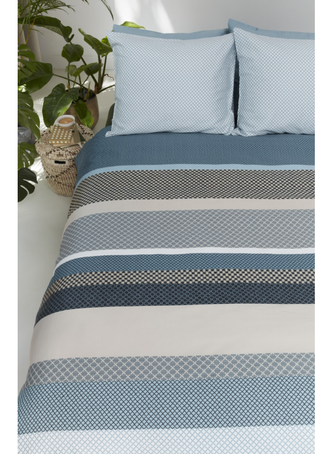 Beddinghouse Dekbedovertrek Lennart Blauw - Katoensatijn