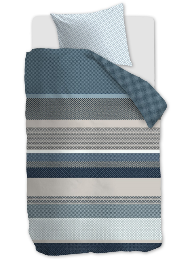 Beddinghouse Dekbedovertrek Lennart Blauw - Katoensatijn