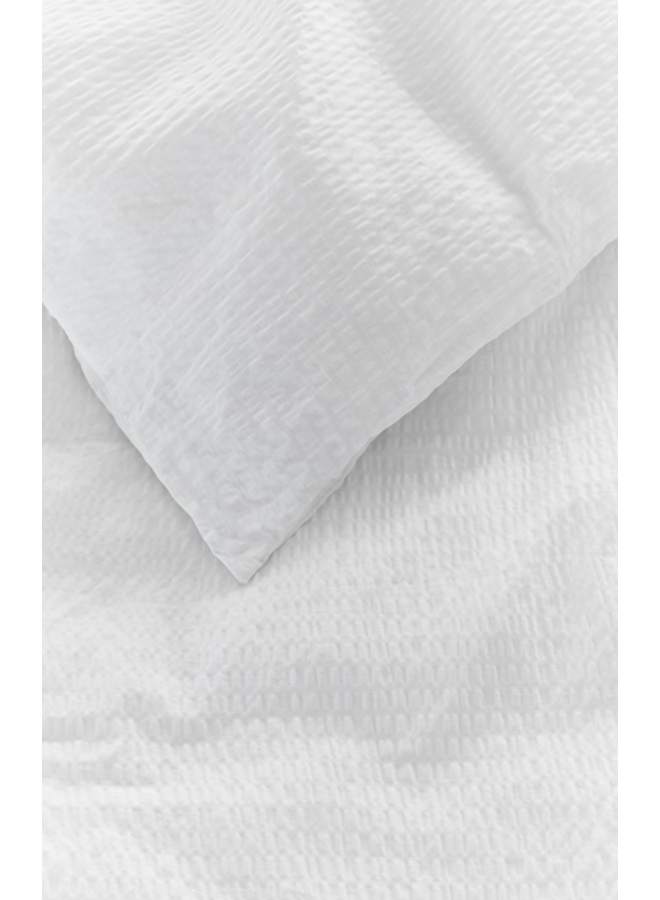 Beddinghouse Dekbedovertrek Wave Wit - Seersucker Katoen