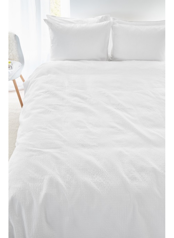 Beddinghouse Dekbedovertrek Wave Wit - Seersucker Katoen