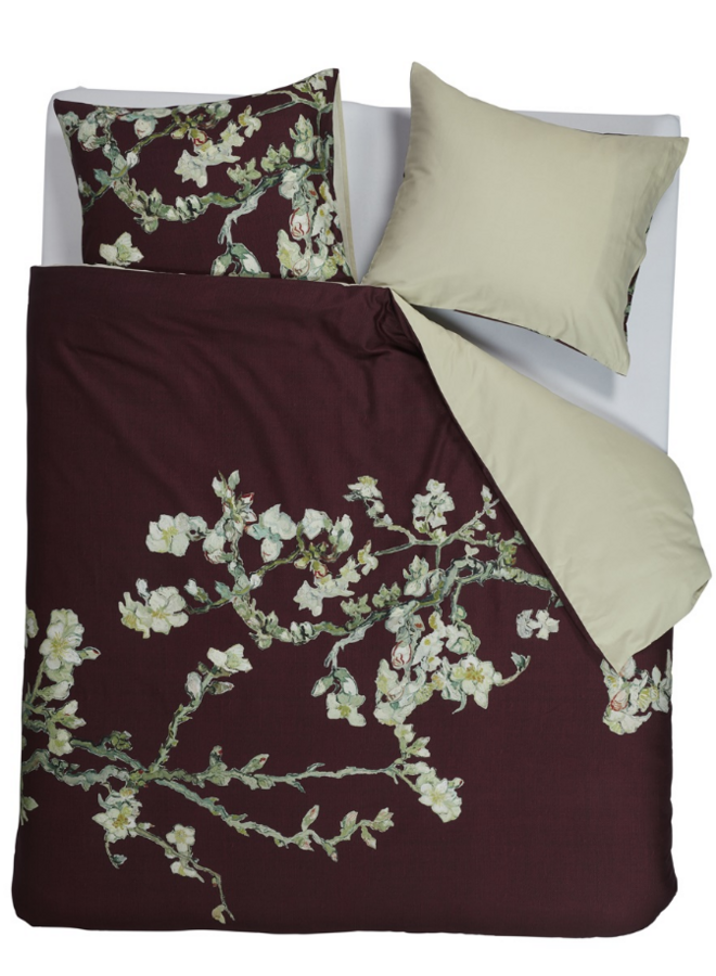 Dekbedovertrek Blossom Bordo - Katoensatijn