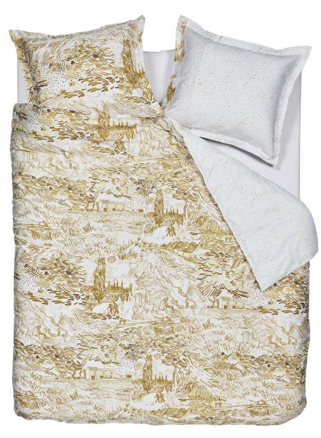 Dekbedovertrek Champs de Semis Oker - Katoensatijn