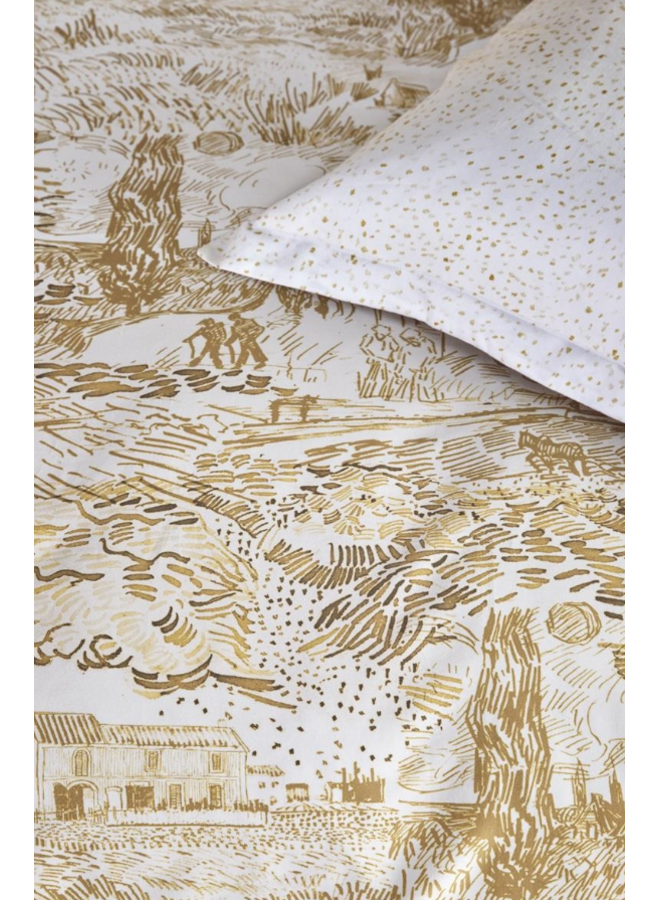 Beddinghouse Dekbedovertrek Champs de Semis Oker - Katoensatijn