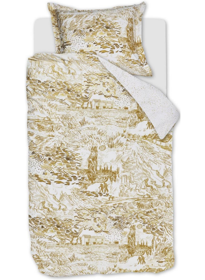 Beddinghouse Dekbedovertrek Champs de Semis Oker - Katoensatijn