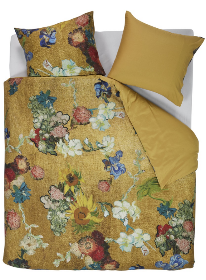 Dekbedovertrek Partout des Fleurs Goud - Katoensatijn