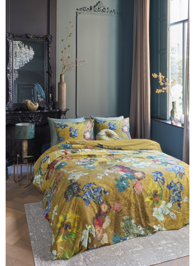 Beddinghouse Dekbedovertrek Partout des Fleurs Goud - Katoensatijn