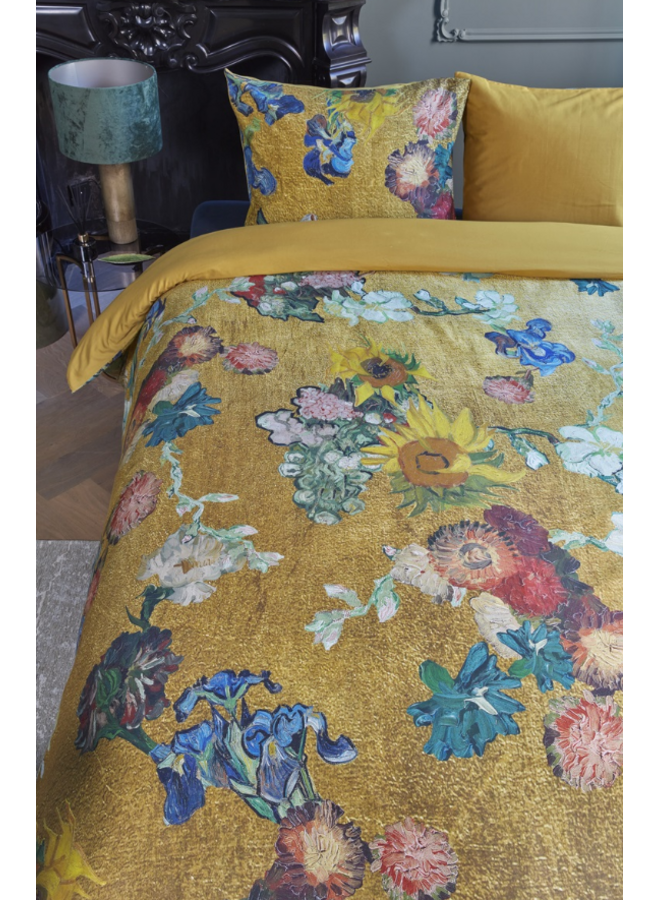 Beddinghouse Dekbedovertrek Partout des Fleurs Goud - Katoensatijn