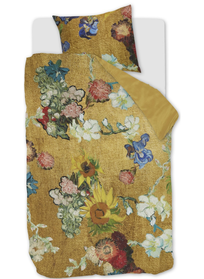 Beddinghouse Dekbedovertrek Partout des Fleurs Goud - Katoensatijn