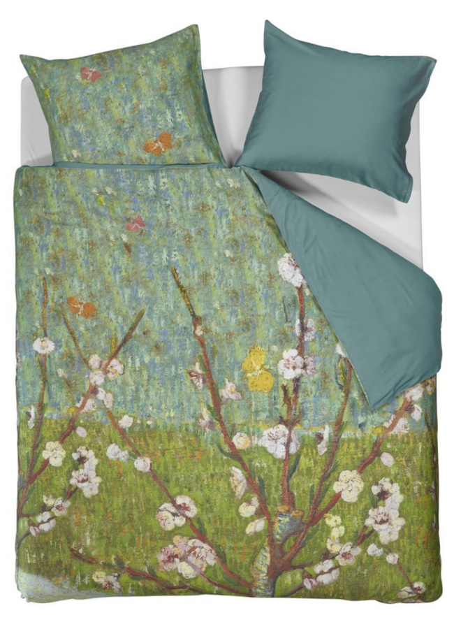 Dekbedovertrek Peach Trees Groen - Katoensatijn PL3