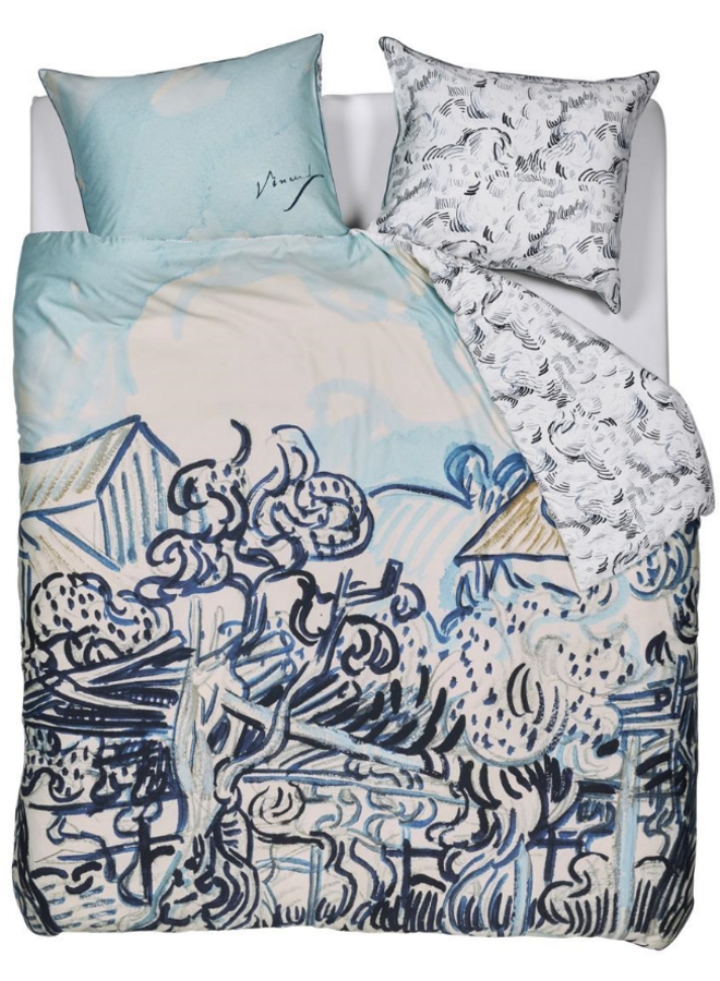 Dekbedovertrek Vieux Vignoble Blauw - Katoensatijn