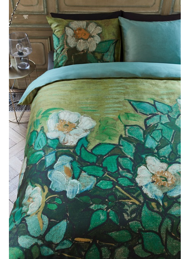 Beddinghouse Dekbedovertrek Wild Roses Groen - Katoensatijn