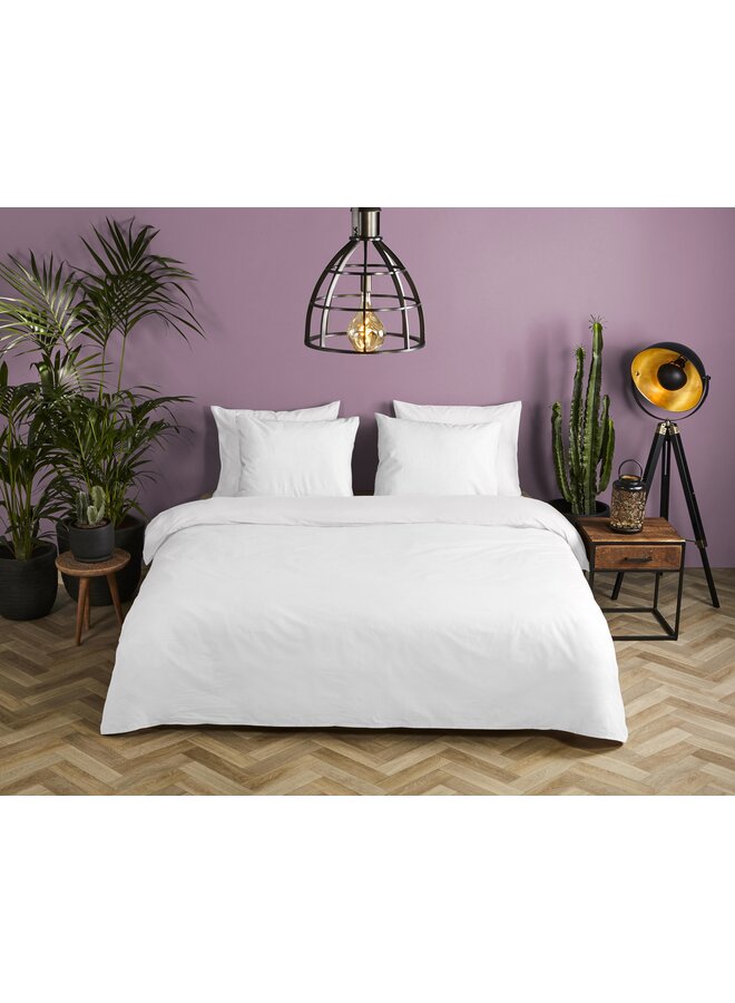 HIP Dekbedovertrek Uni Wit - Katoensatijn