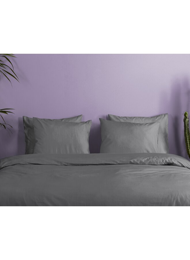 HIP Dekbedovertrek Uni Grijs - Katoensatijn