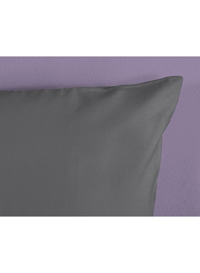 HIP Dekbedovertrek Uni Grijs - Katoensatijn