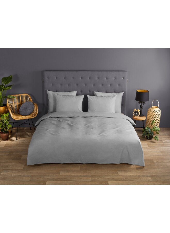 Good Morning Dekbedovertrek Uni Grijs - Katoen