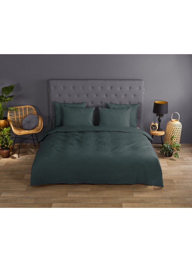 Good Morning Dekbedovertrek Uni Groen - Katoen