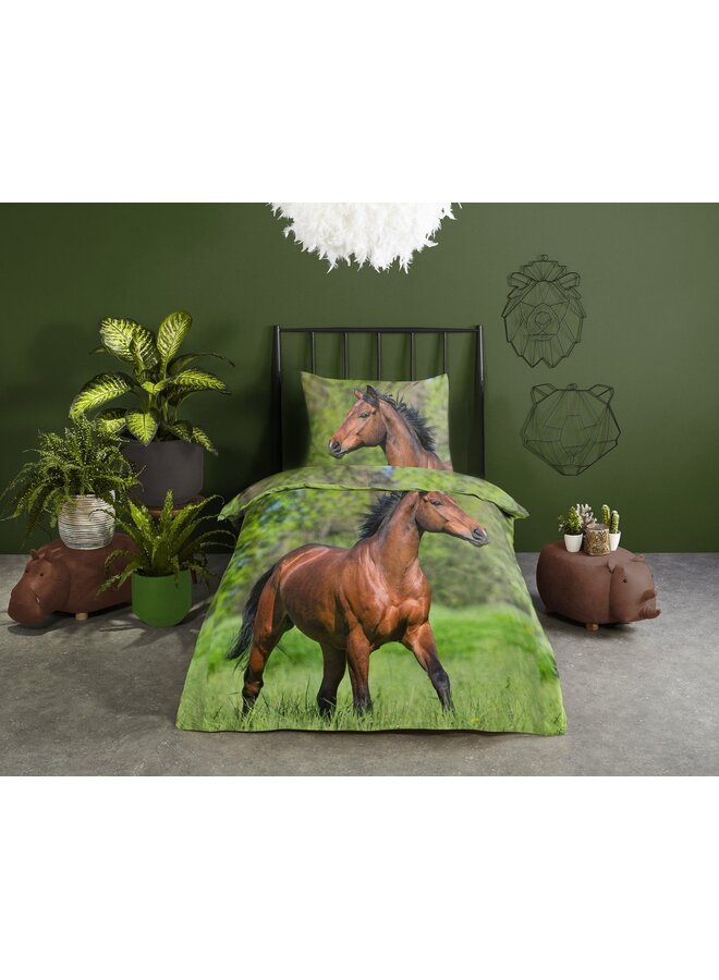 Good Morning Dekbedovertrek Kids Running Horse Multi - Katoen