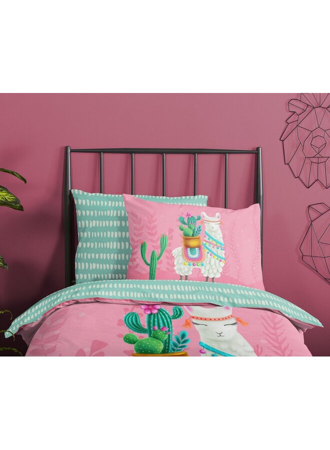 Good Morning Dekbedovertrek Kids Lalama Roze - Katoen