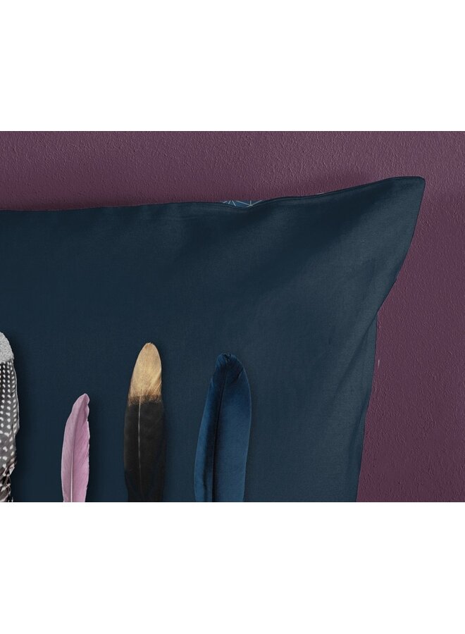 Good Morning Dekbedovertrek Feathers Blauw - Katoen