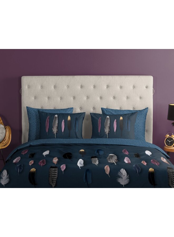 Good Morning Dekbedovertrek Feathers Blauw - Katoen