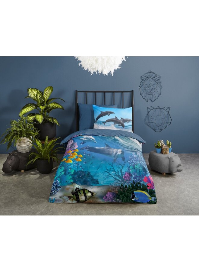 Good Morning Dekbedovertrek Kids Andre Blauw - Katoen